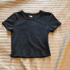 Dark Gray Ribbed Fitted Hollister Crop Top